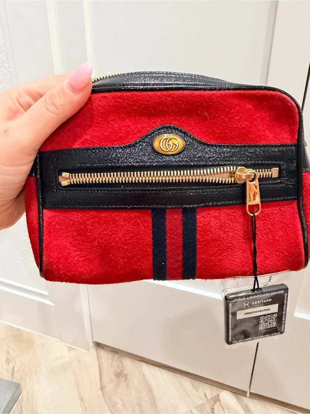 Gucci Ophidia Red Suede Small Belt Bag 85/34 + Gucci Dust Bag